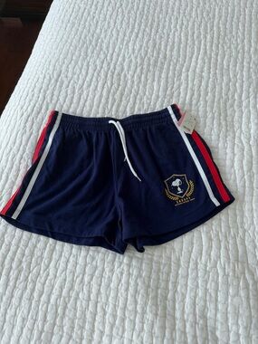 Peanuts Navy Athletic Shorts with Red & White Side Trim